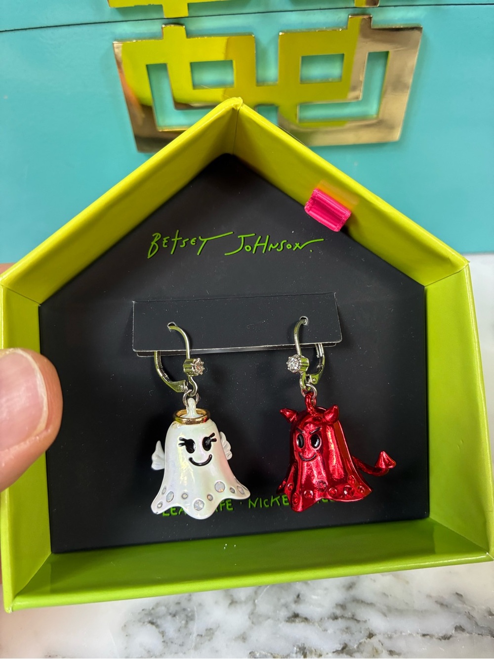 Betsey Johnson Angel & Devil Ghost Halloween Earrings - New in Box NWT